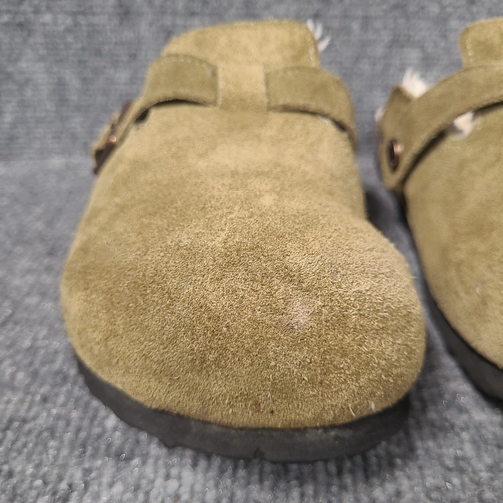Birkenstock Boston Shearling Clogs EU 41 /Ladies 10 Sage Green Suede Shoes Mules - Picture 4 of 16